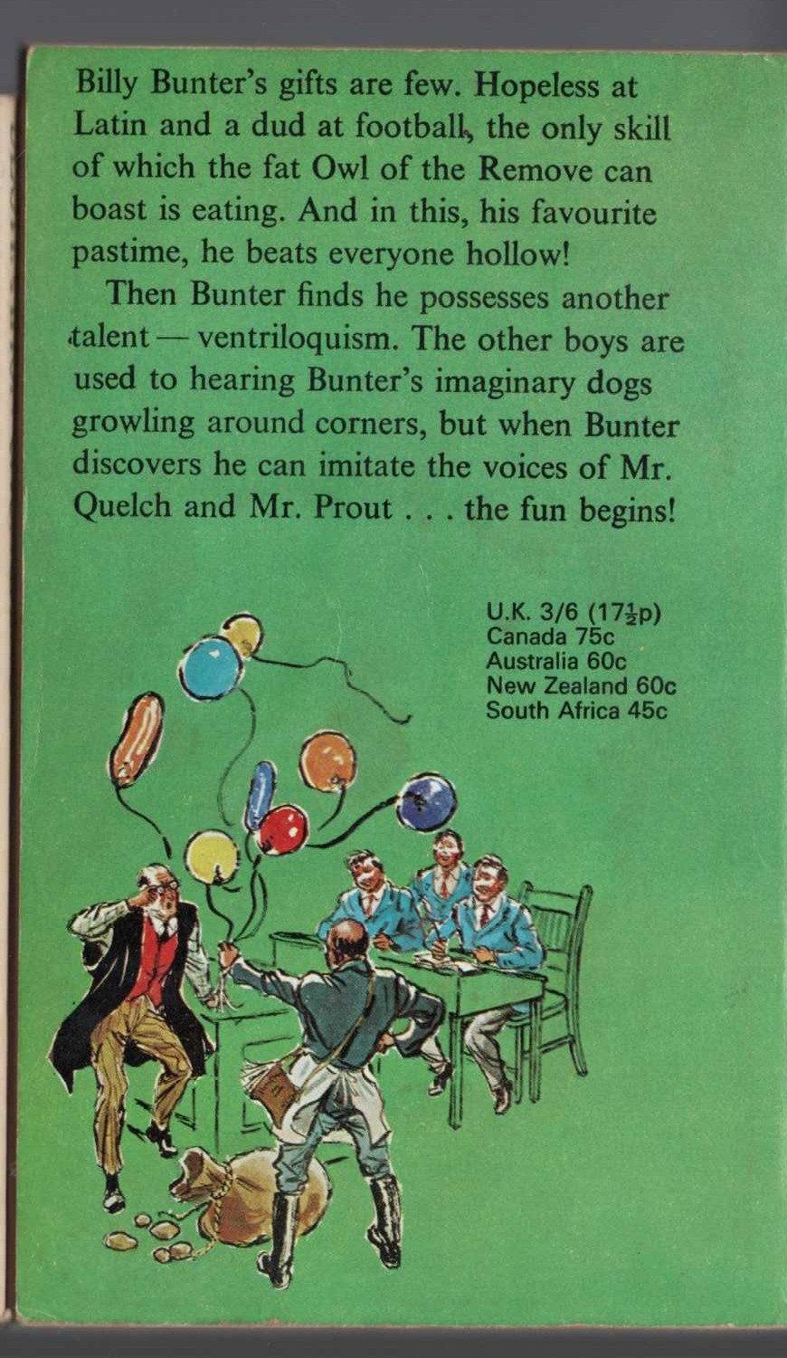 Frank Richards  BUNTER THE VENTRILOQUIST magnified rear book cover image