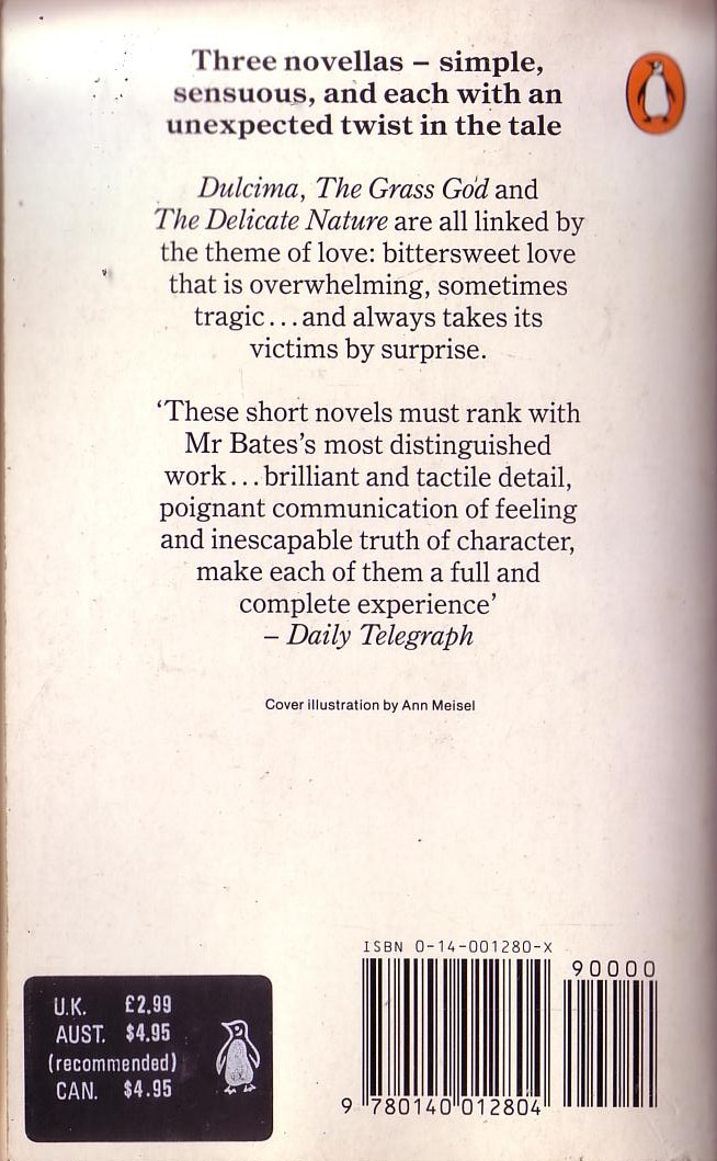 H.E. Bates  THE NATURE OF LOVE magnified rear book cover image