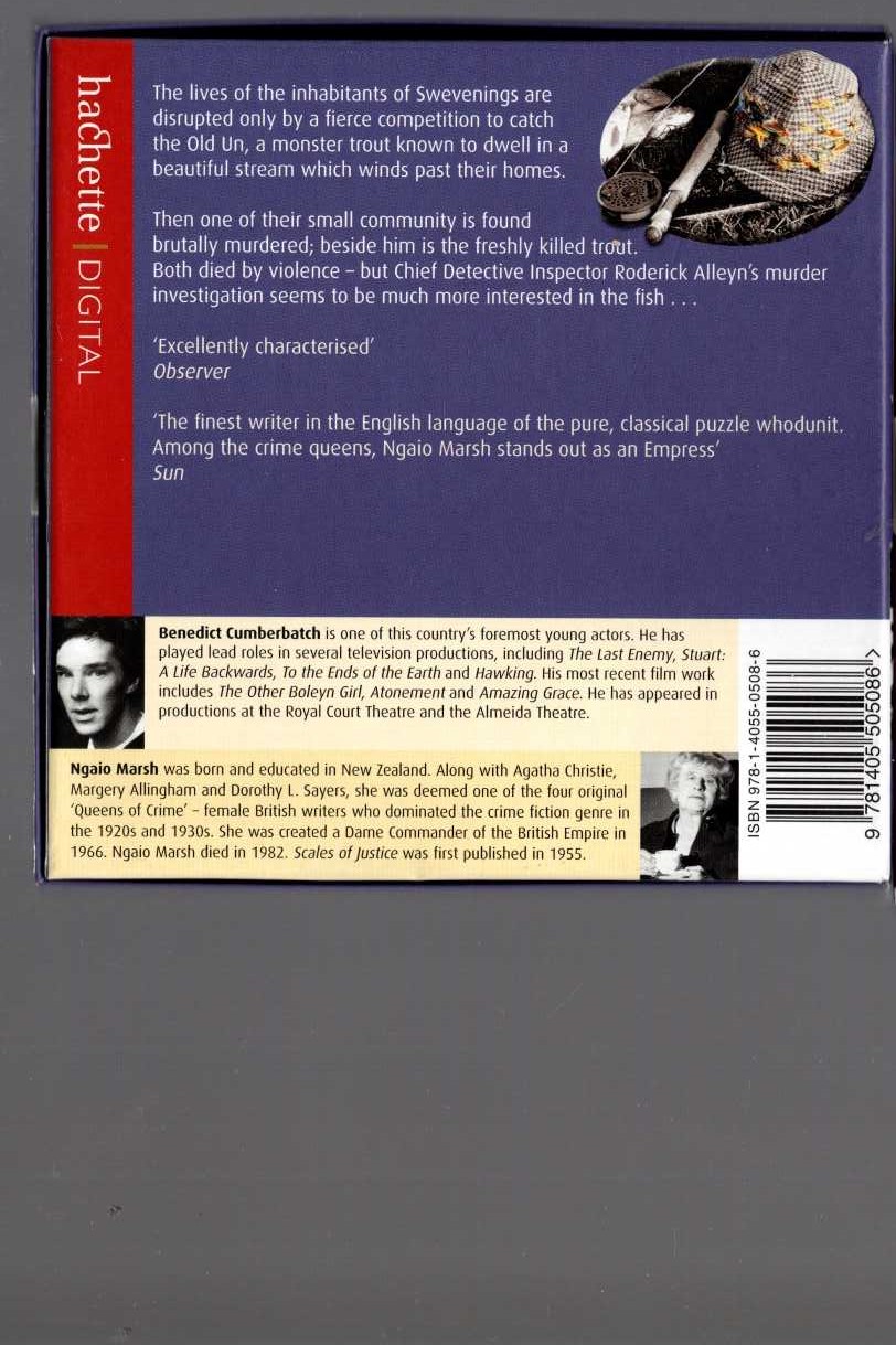 SCALES OF JUSTICE (read by Benedict Cumberbatch) magnified rear book cover image