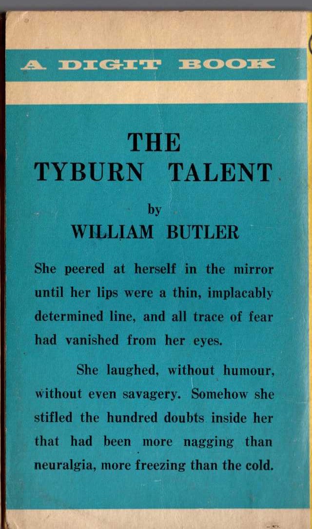 William Butler  THE TYBURN TALENT magnified rear book cover image
