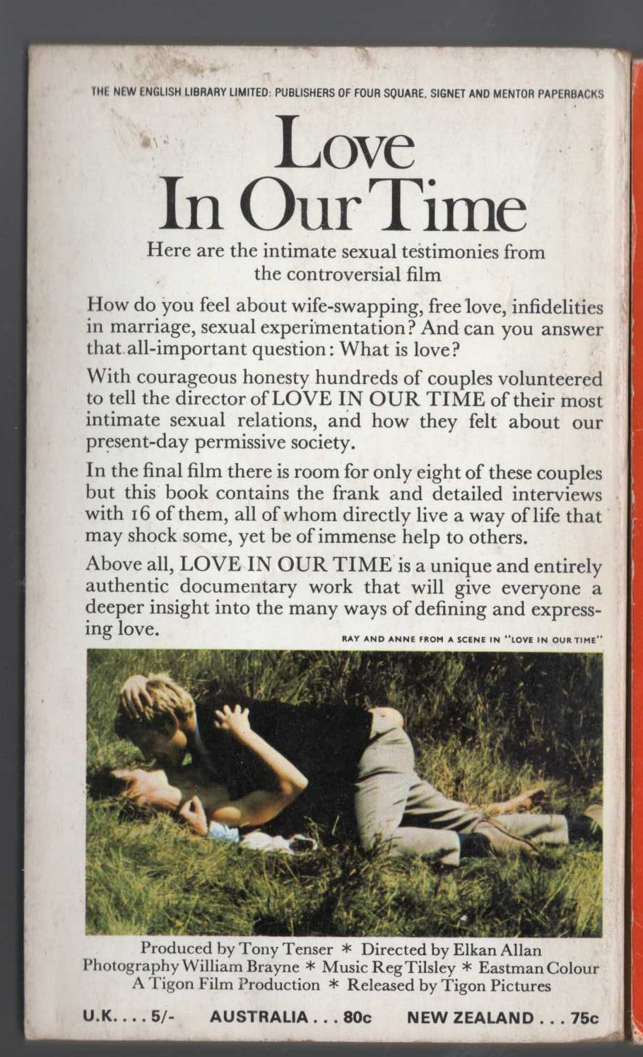 Elkan Allan  LOVE IN OUR TIME magnified rear book cover image