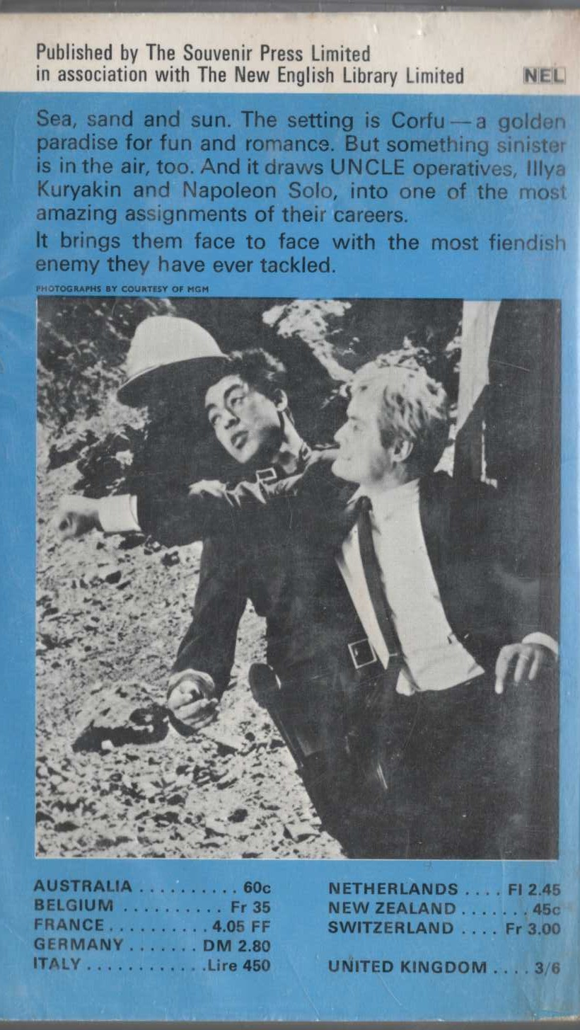 John T. Phillifent  THE MAN FROM U.N.C.L.E. No.13: THE CORFU AFFAIR magnified rear book cover image