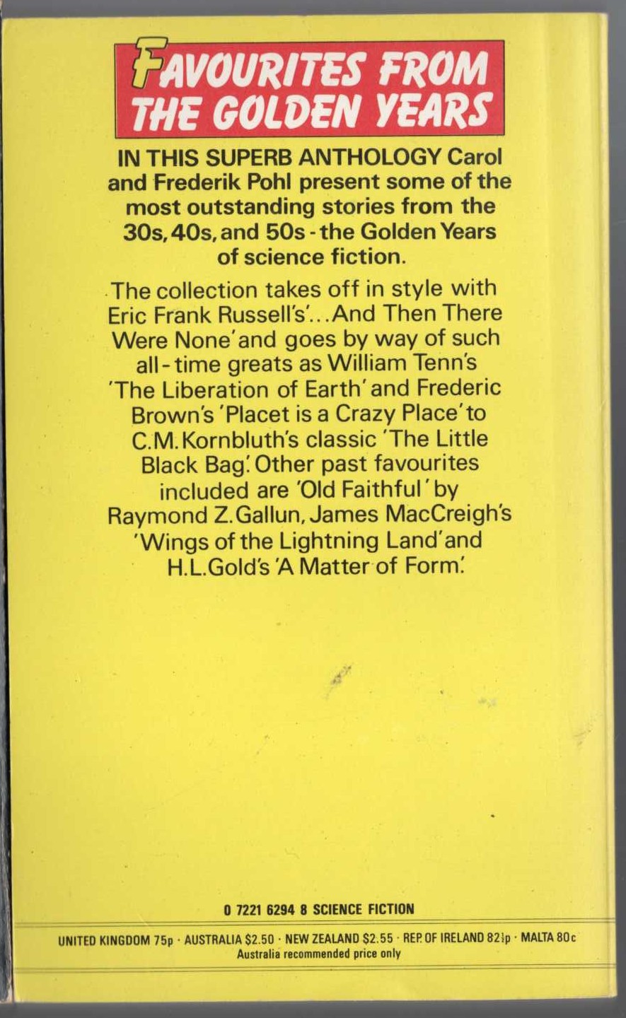 SCIENCE FICTION: THE GREAT YEARS magnified rear book cover image