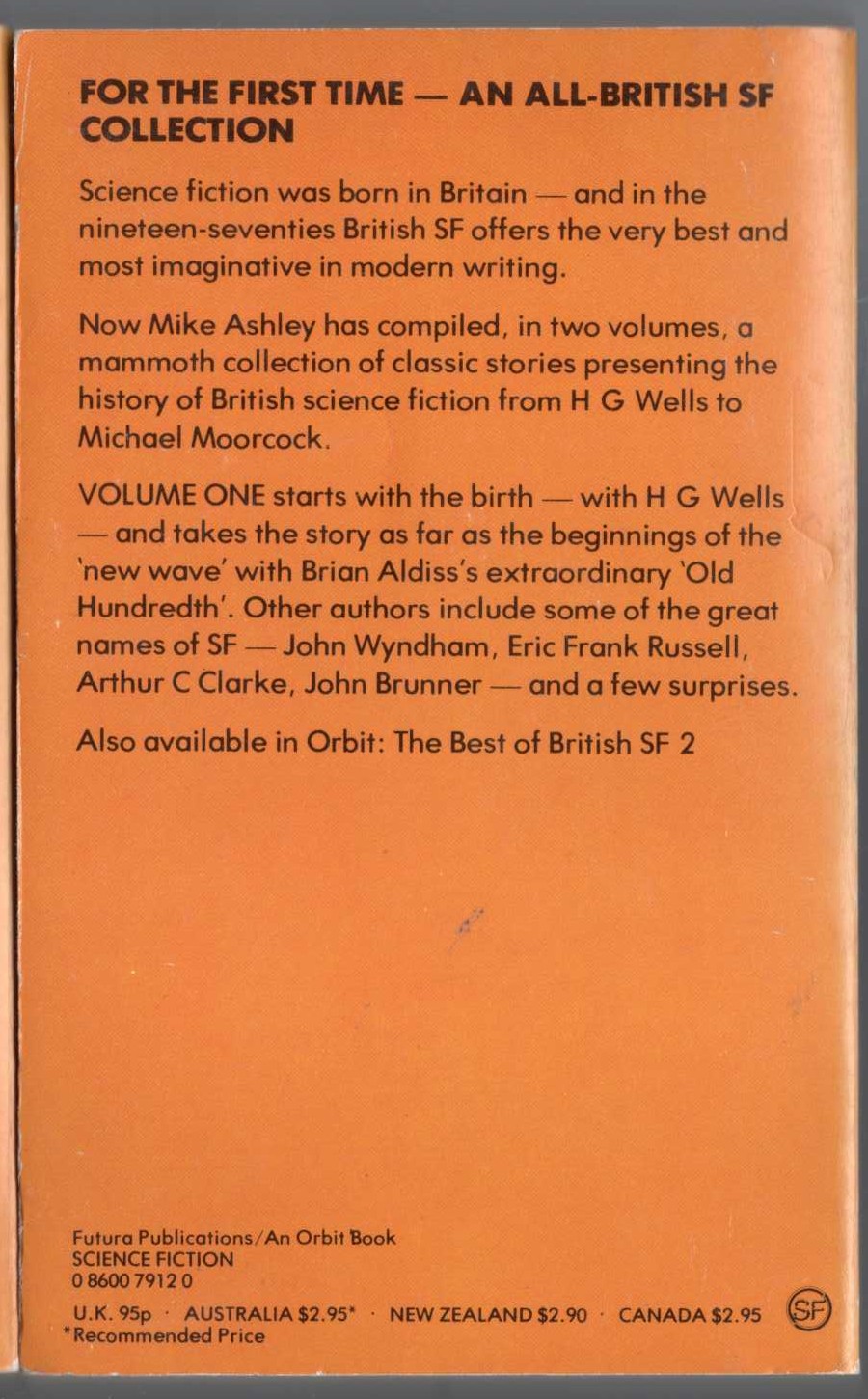Mike Ashley (edits) THE BEST OF BRITISH SF 1 magnified rear book cover image