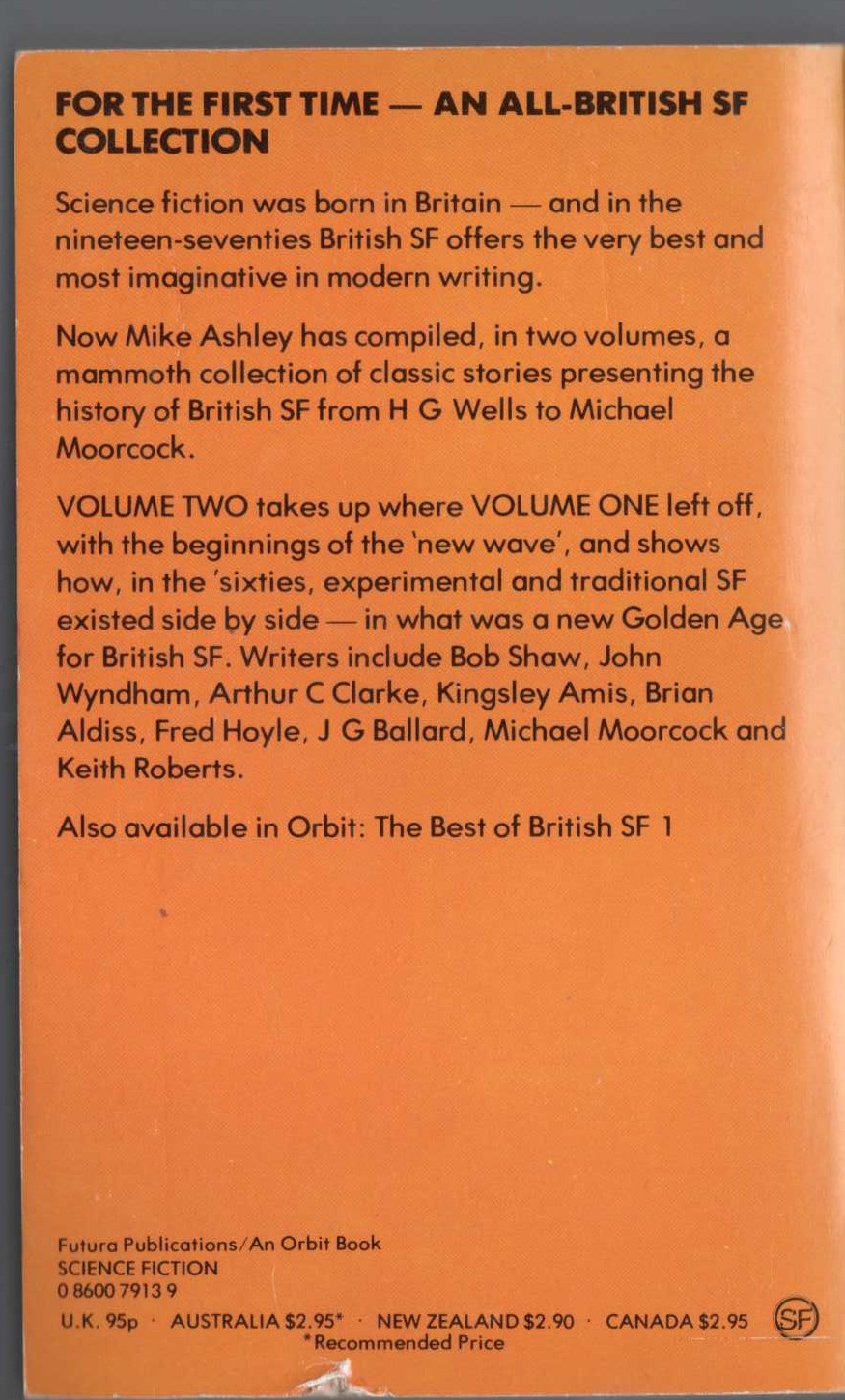 Mike Ashley (edits) THE BEST OF BRITISH SF 2 magnified rear book cover image