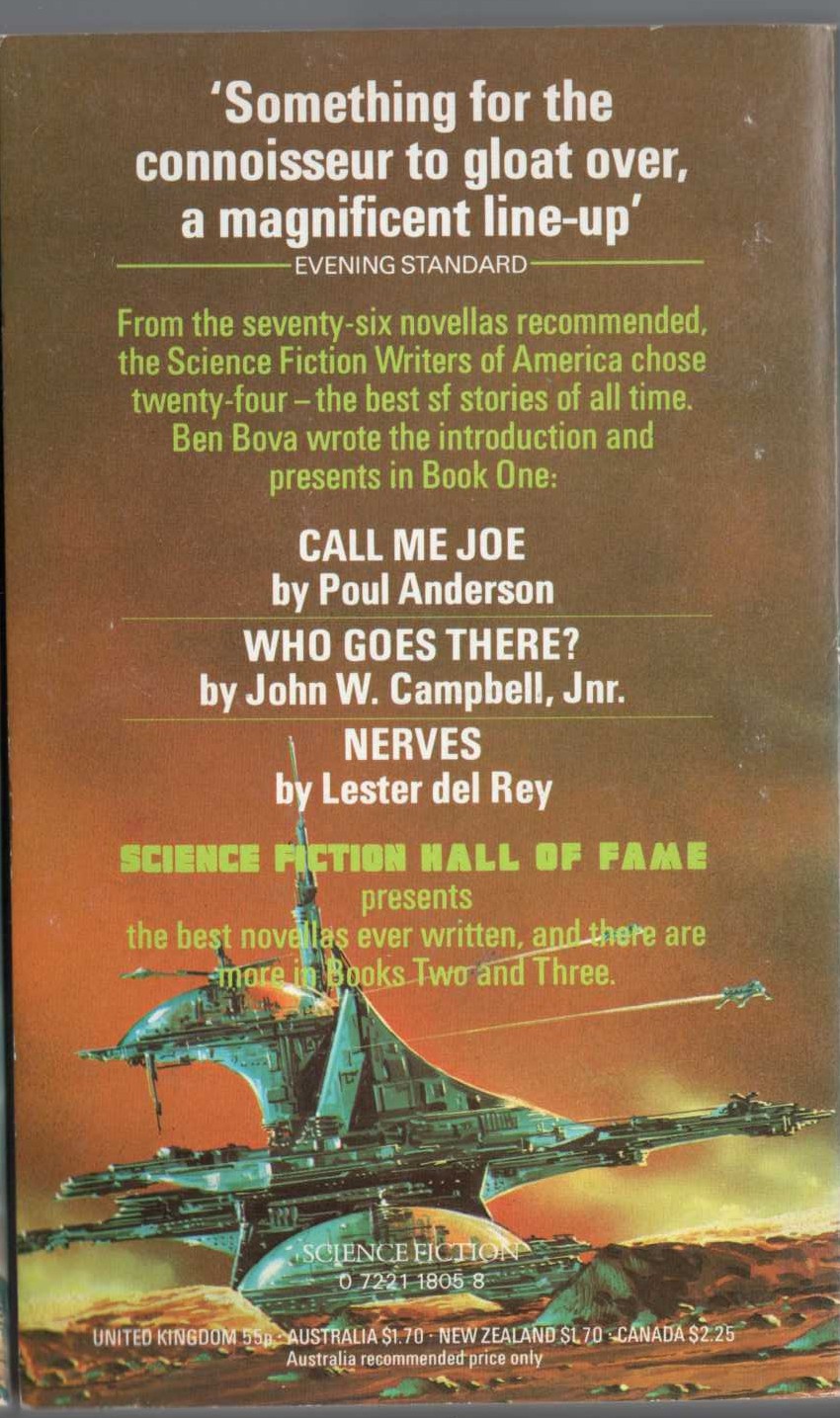 Ben Bova (edits) THE NOVELLAS. BOOK 1 magnified rear book cover image