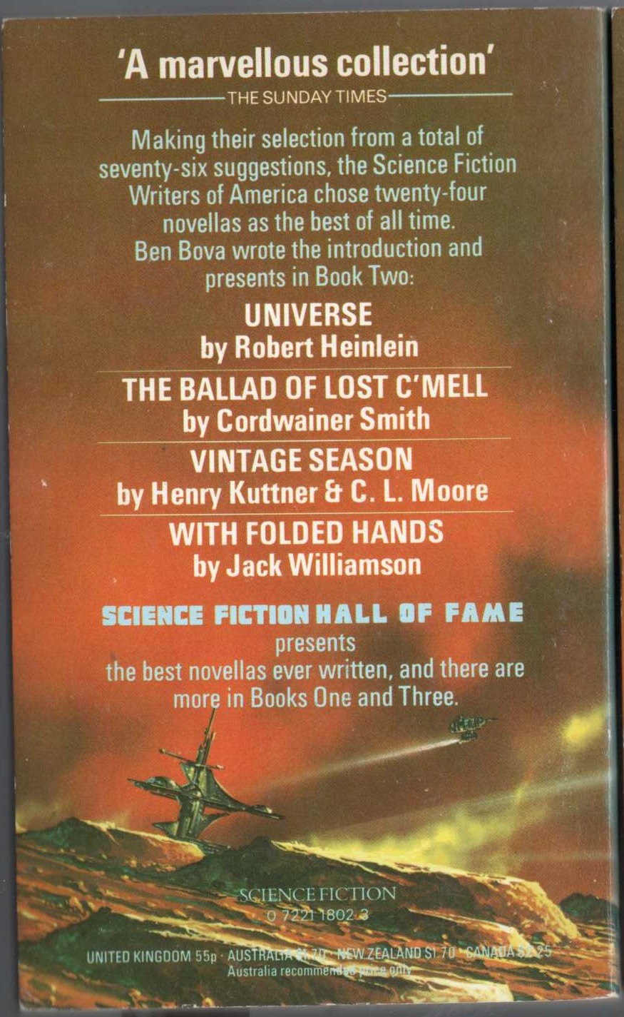 Ben Bova (edits) THE NOVELLAS. BOOK 2 magnified rear book cover image