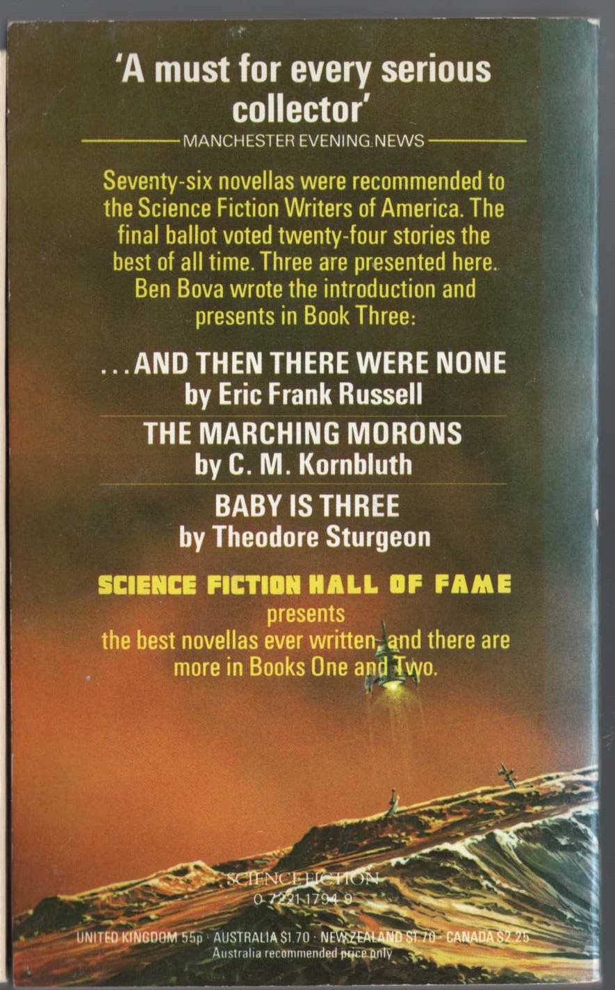 Ben Bova (edits) THE NOVELLAS. BOOK 3 magnified rear book cover image