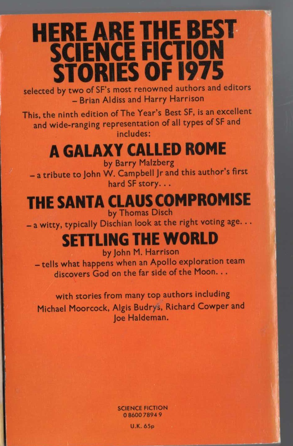 THE YEAR'S BEST SF 9 magnified rear book cover image