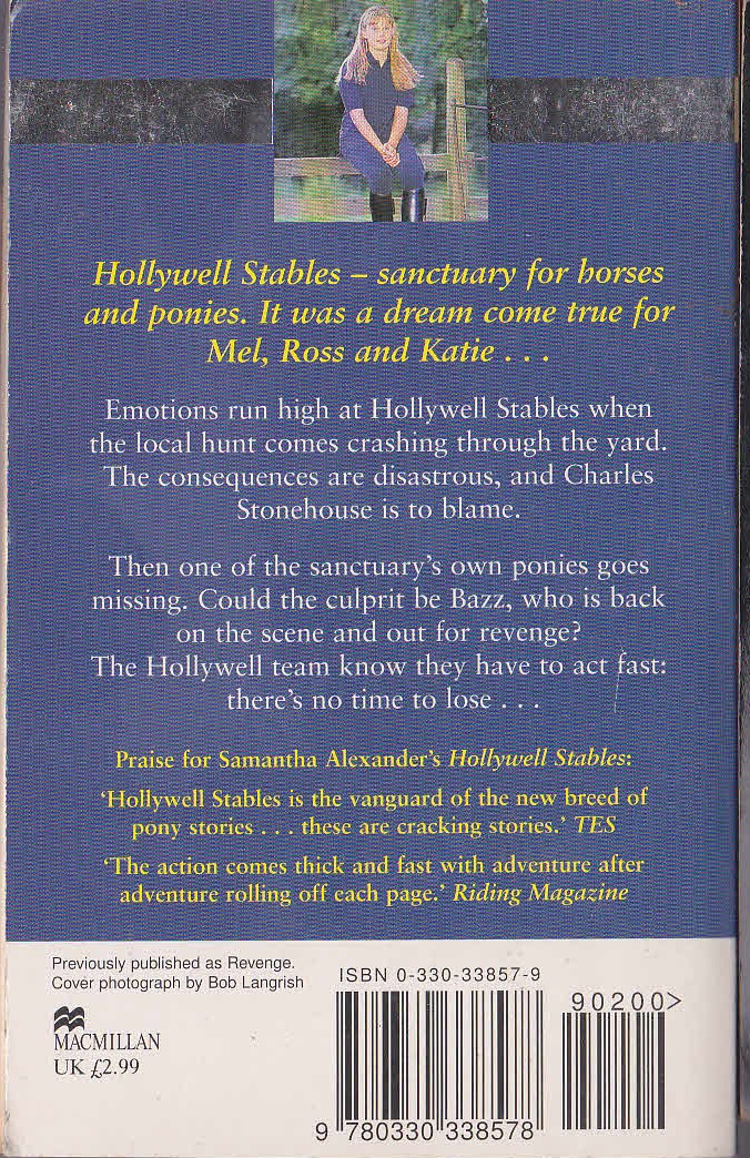 Samantha Alexander  HOLLYWELL STABLES: THE CHASE magnified rear book cover image