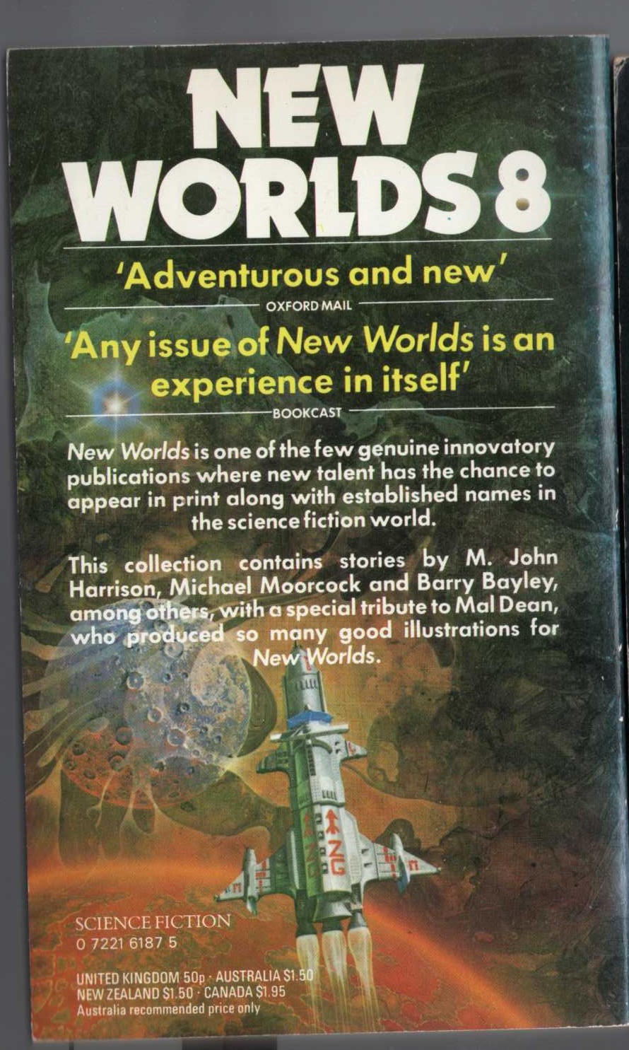Hilary Bailey (edits) NEW WORLDS 8 magnified rear book cover image