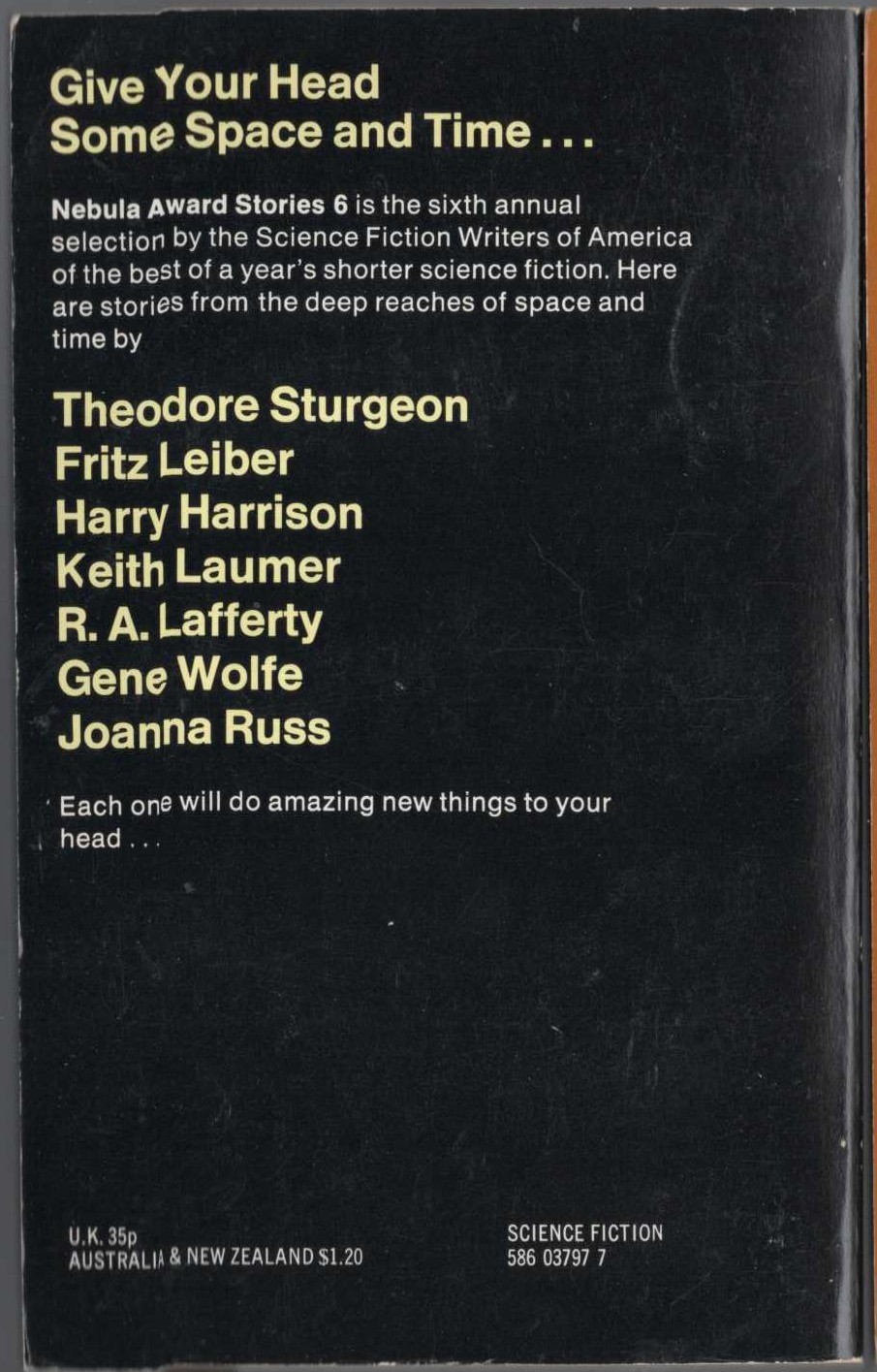 Clifford D. Simak (edits) NEBULA AWARD STORIES 6 magnified rear book cover image