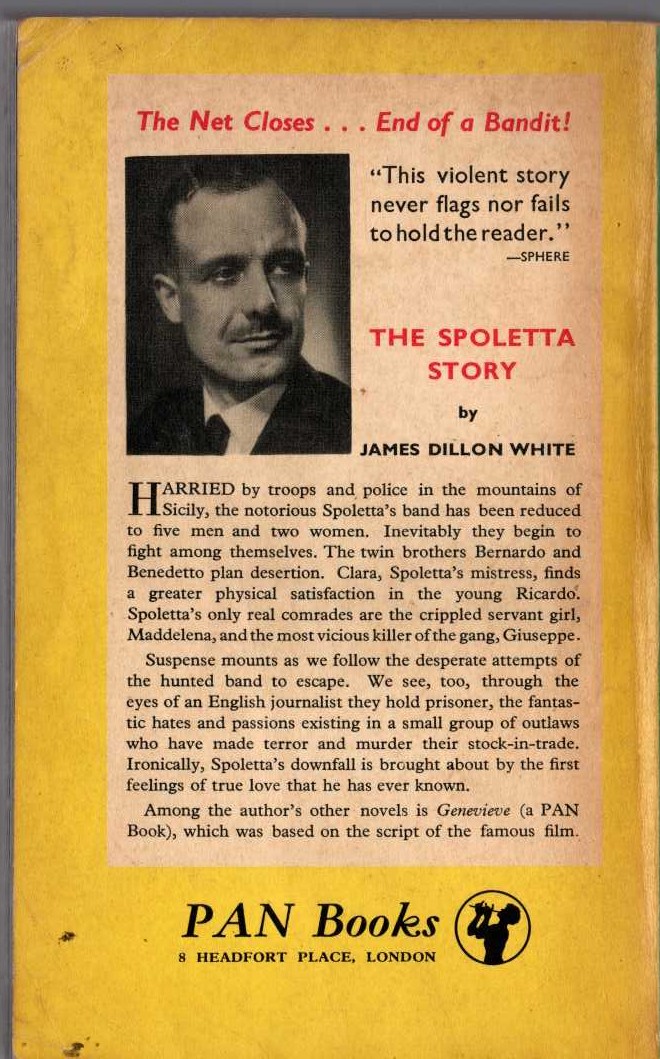 James Dillon White  THE SPOLETTA STORY magnified rear book cover image
