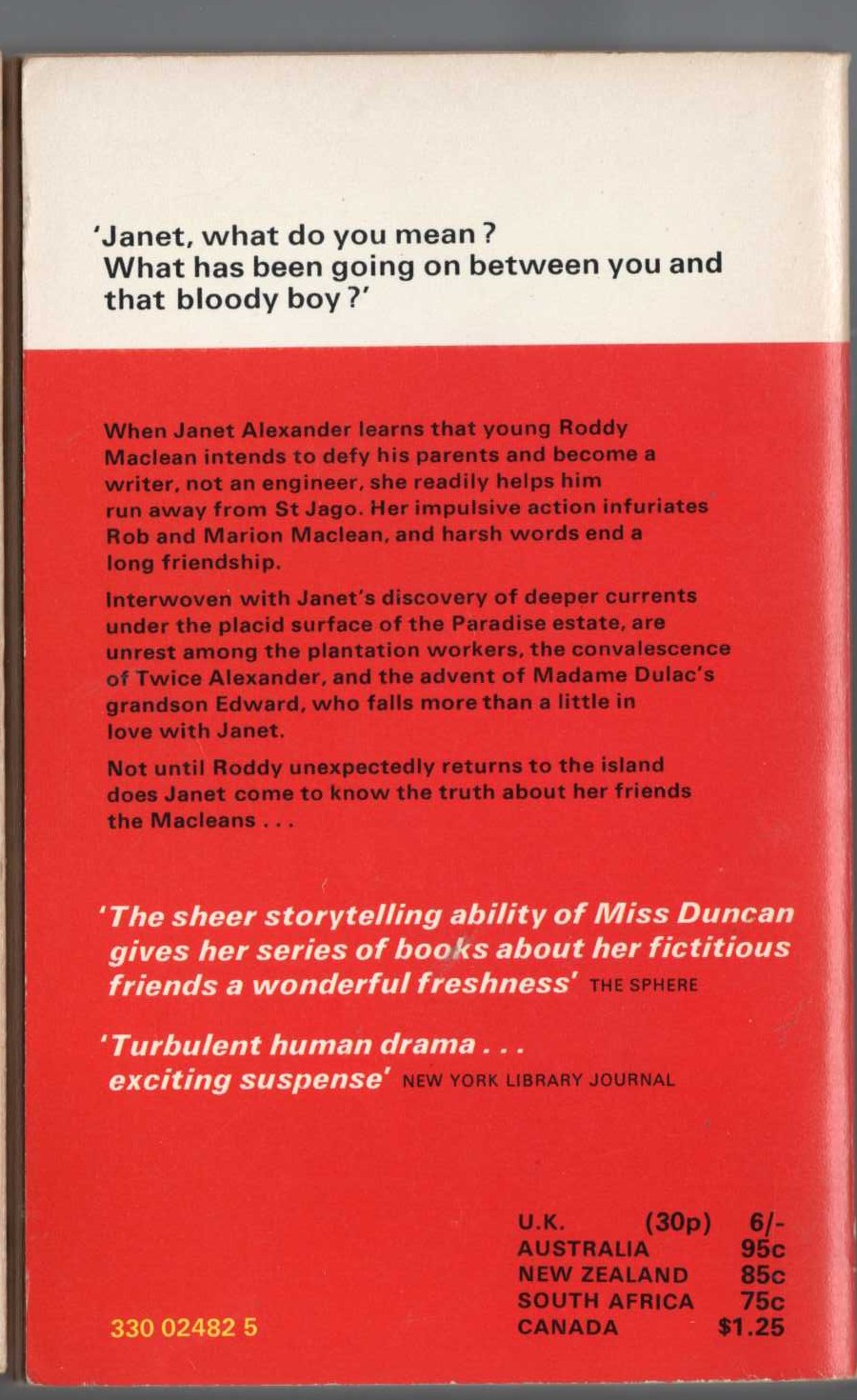 Jane Duncan  MY FRIENDS THE MACLEANS magnified rear book cover image