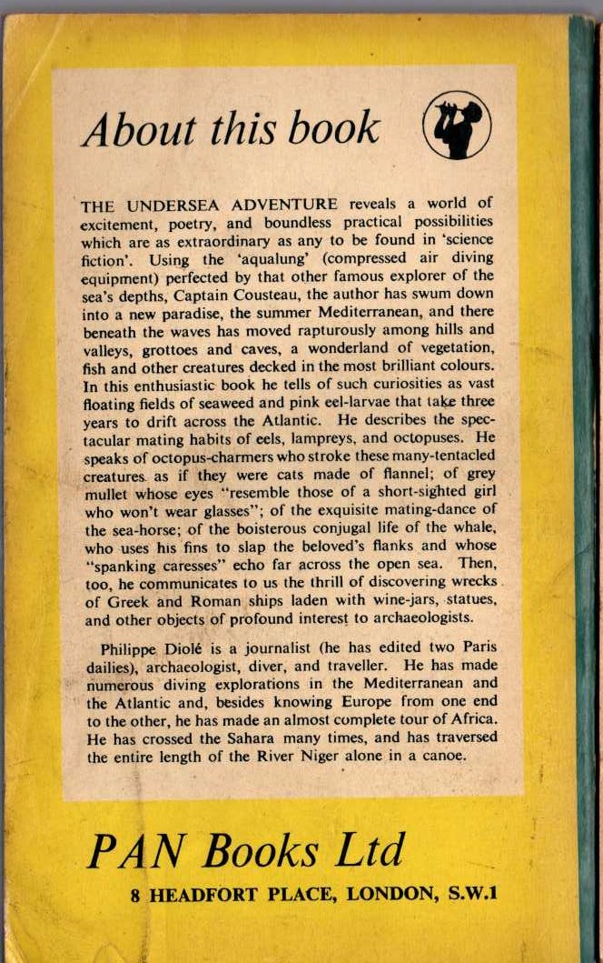 Philippe Diole  THE UNDERSEA ADVENTURE magnified rear book cover image