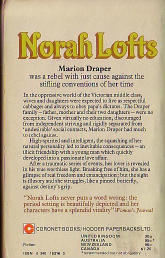 Norah Lofts  LOVERS ALL UNTRUE magnified rear book cover image