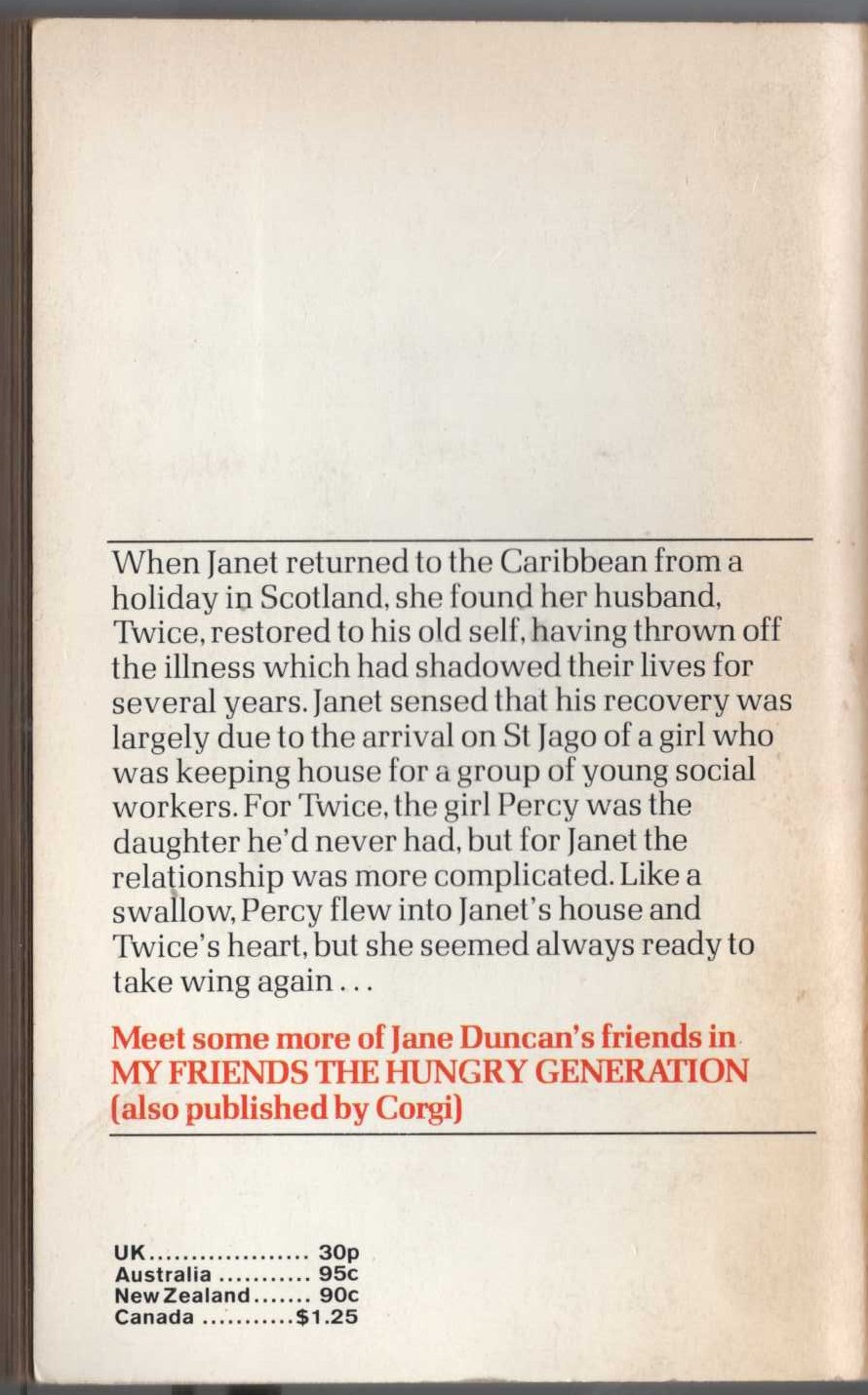 Jane Duncan  MY FRIEND THE SWALLOW magnified rear book cover image