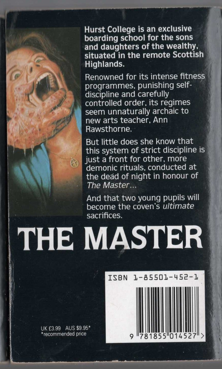 Guy N. Smith  THE MASTER magnified rear book cover image