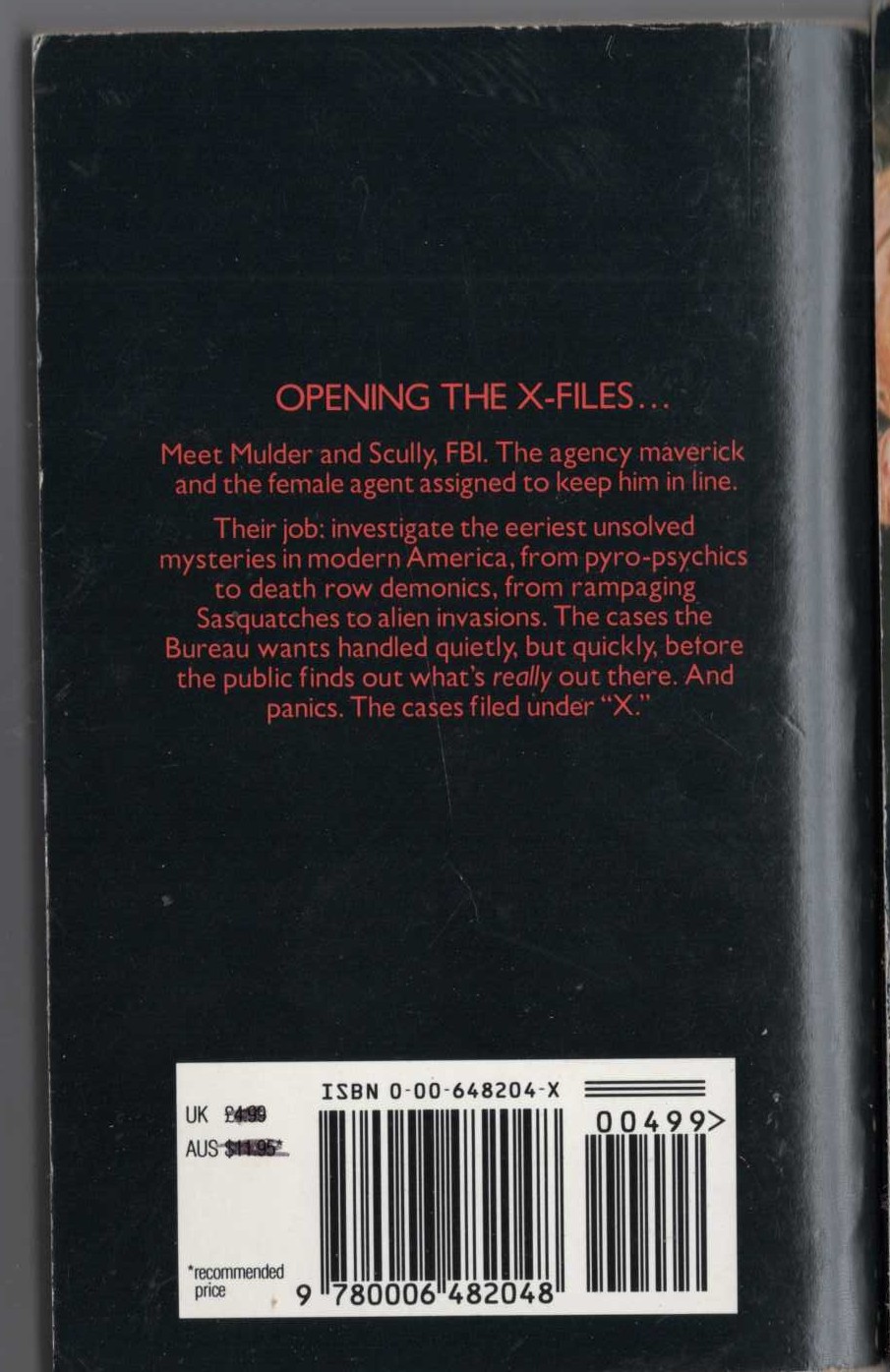 Charles Grant  THE X FILES: GOBLINS magnified rear book cover image