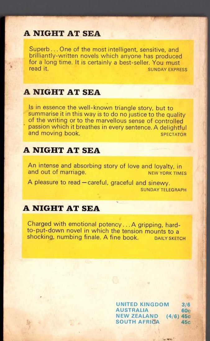 Margaret Lane  A NIGHT AT SEA magnified rear book cover image