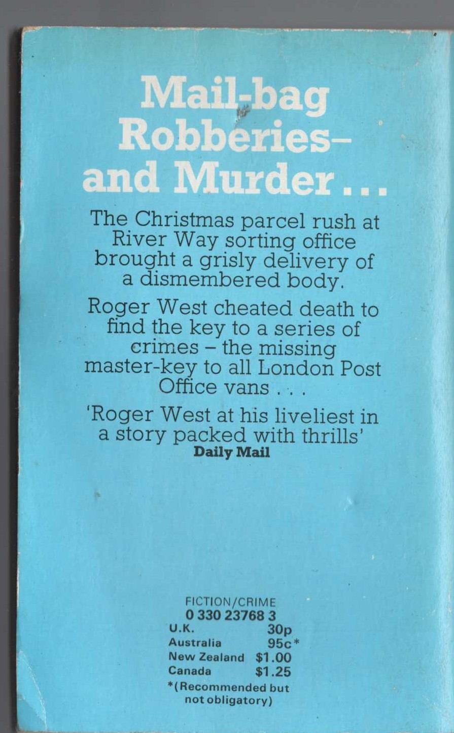 John Creasey  PARCELS FOR INSPECTOR WEST magnified rear book cover image