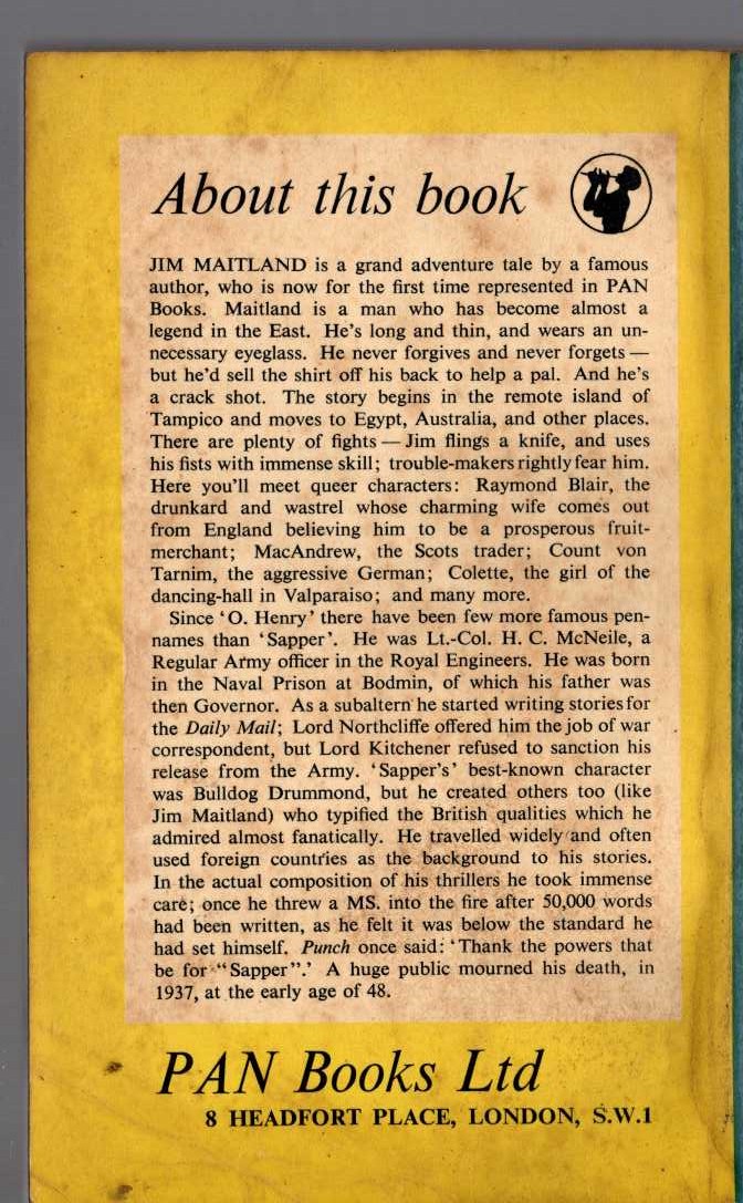 'Sapper'   JIM MAITLAND magnified rear book cover image