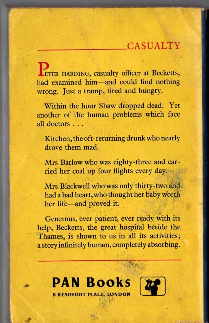 Robert Romanis  CASUALTY magnified rear book cover image