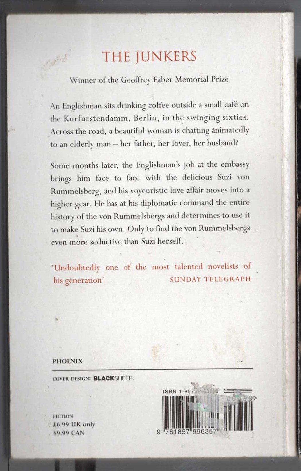 Piers Paul Read  THE JUNKERS magnified rear book cover image