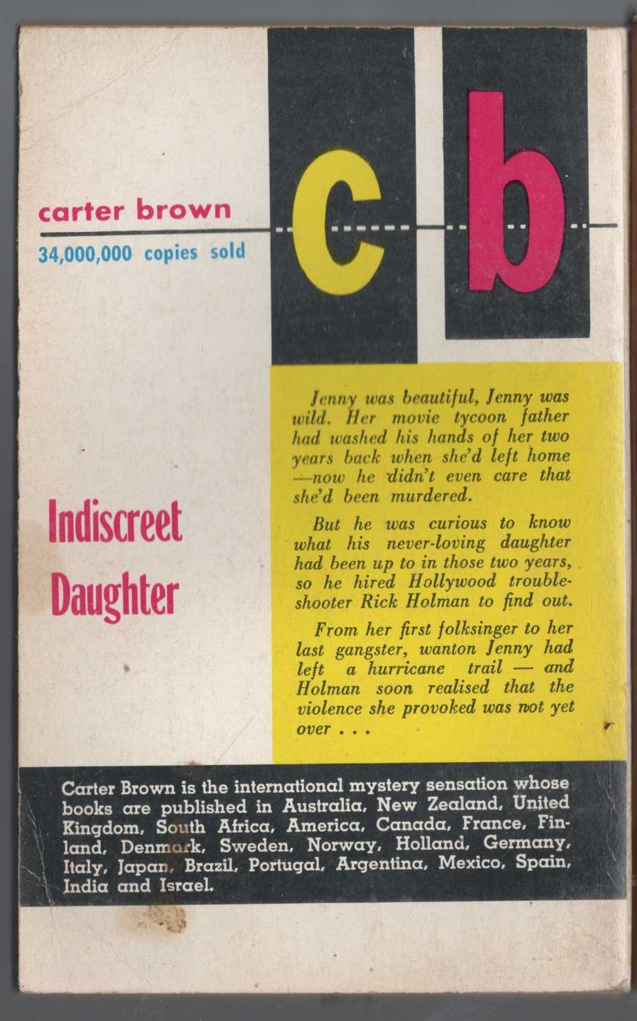 Carter Brown  THE BALLAD OF LOVING JENNY magnified rear book cover image