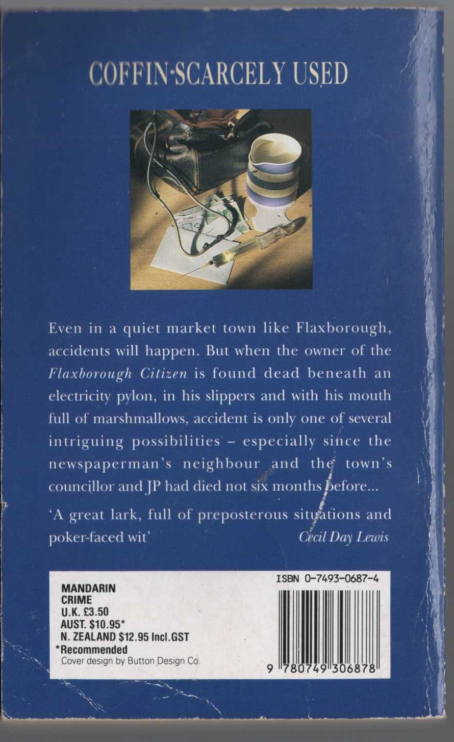 Colin Watson  COFFIN SCARCELY USED magnified rear book cover image