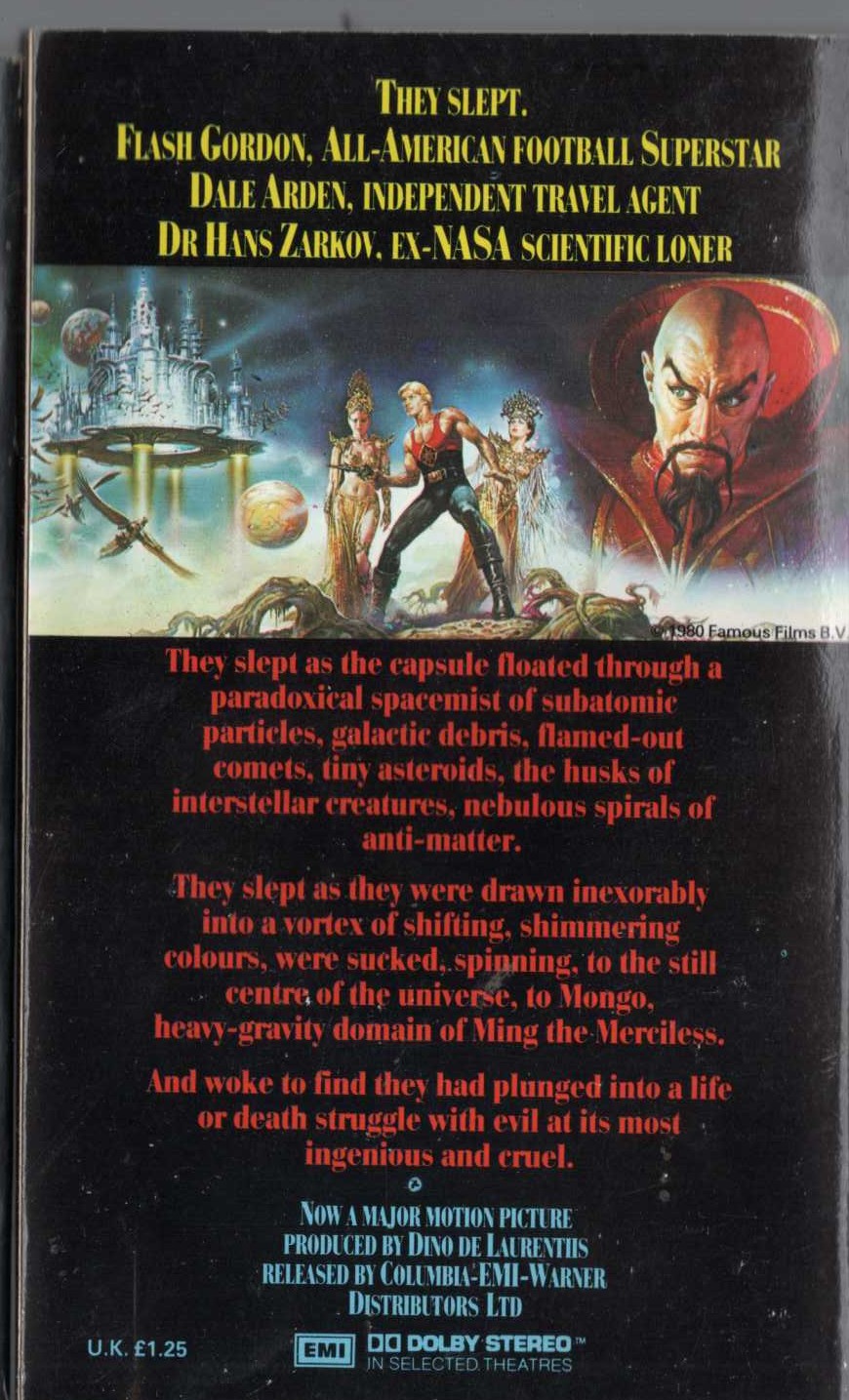 Arthur Byron Cover  FLASH GORDON magnified rear book cover image