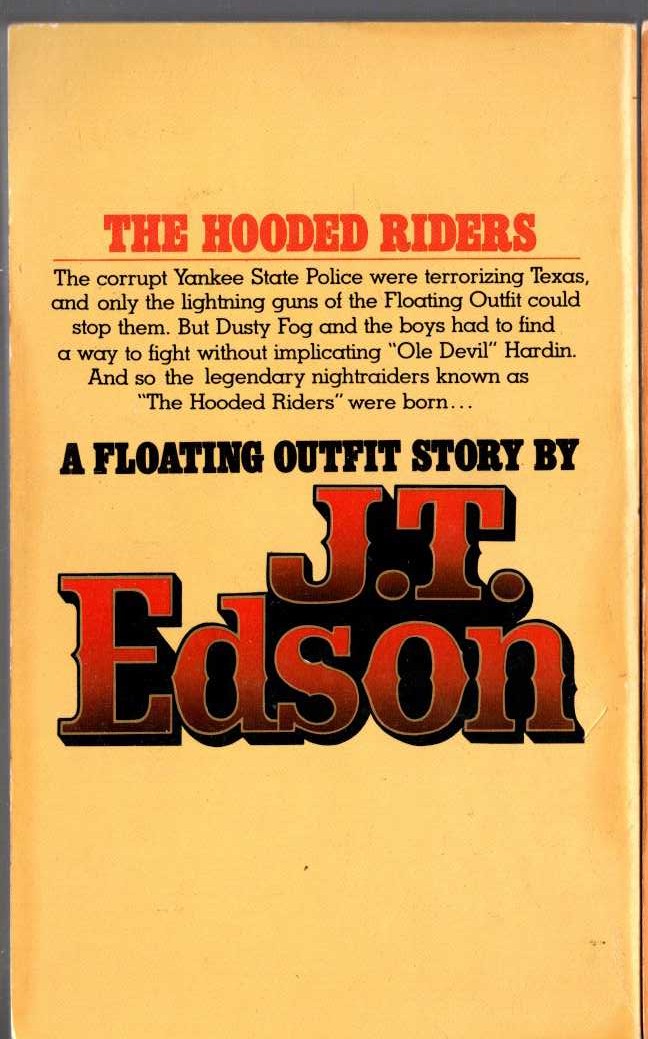 J.T. Edson  THE HOODED RIDERS magnified rear book cover image