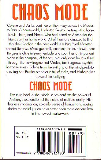 Piers Anthony  CHAOS MODE magnified rear book cover image