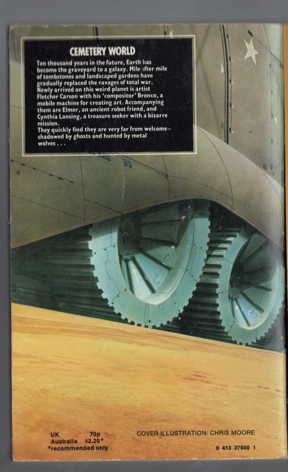 Clifford D. Simak  CEMETERY WORLD magnified rear book cover image