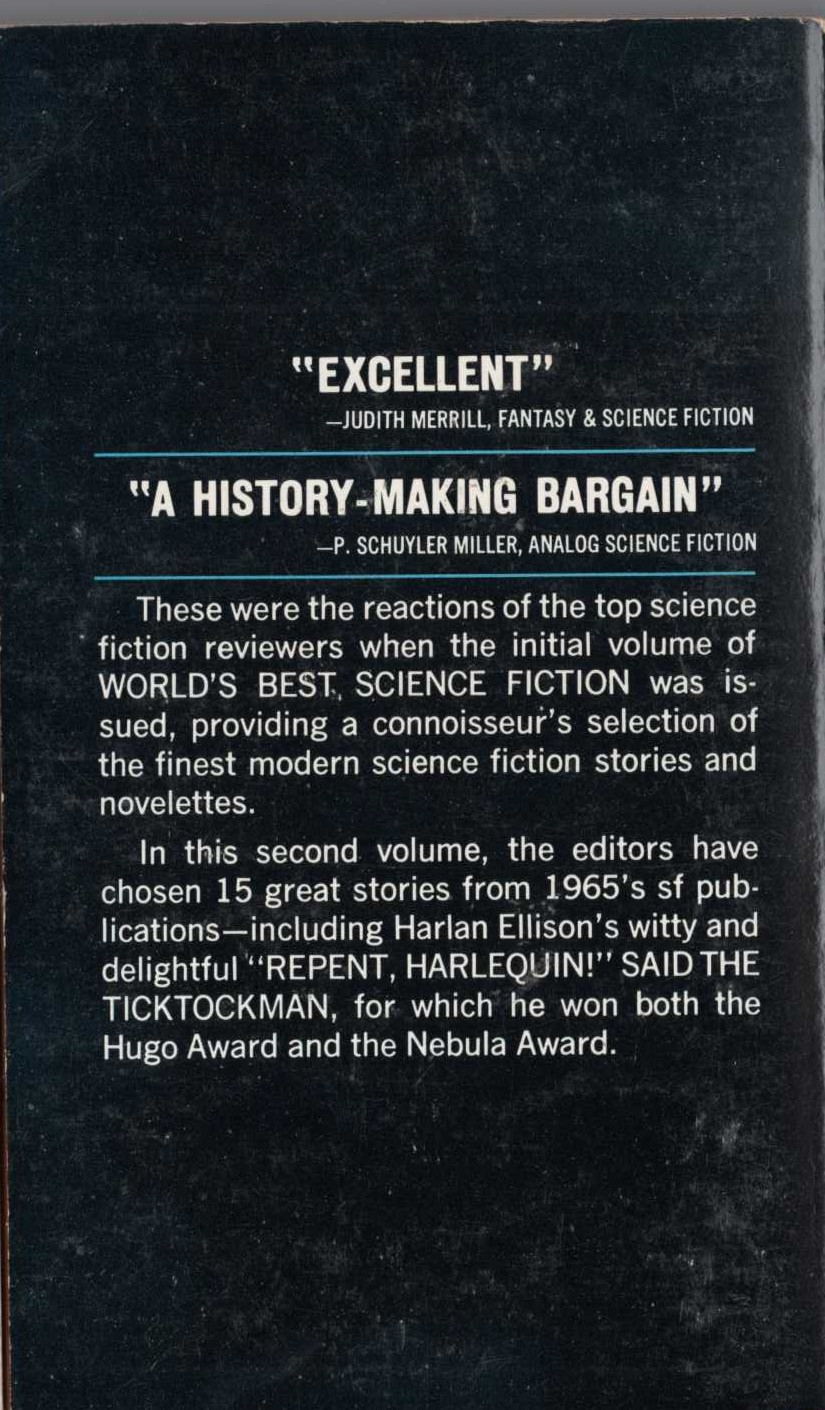 WORLD'S BEST SCIENCE FICTION. Second series magnified rear book cover image