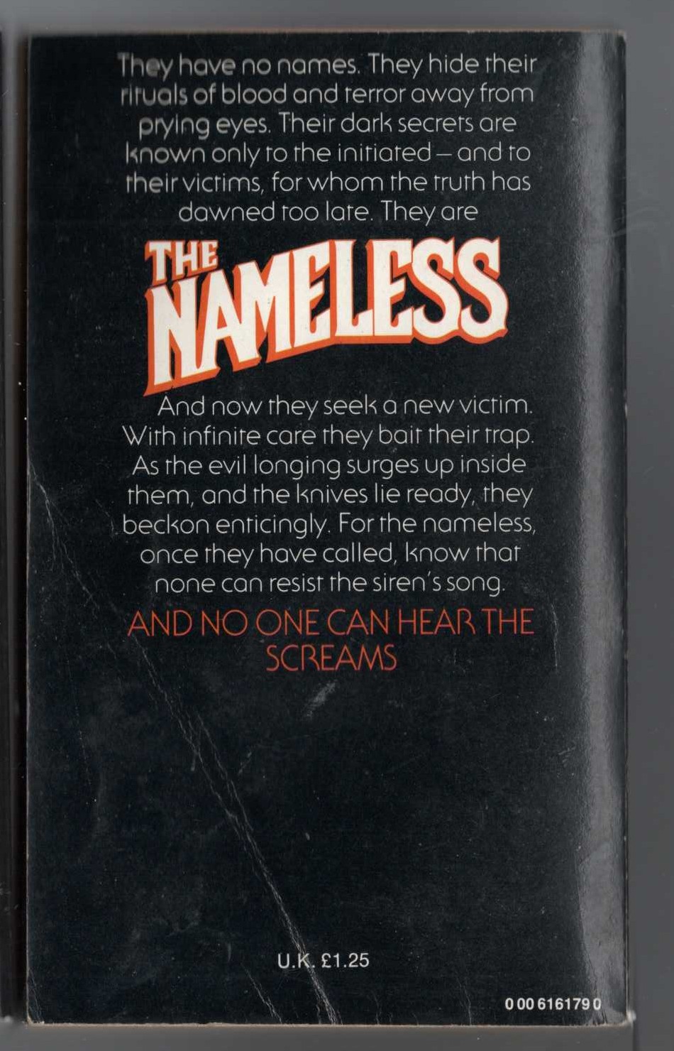 Ramsey Campbell  THE NAMELESS magnified rear book cover image