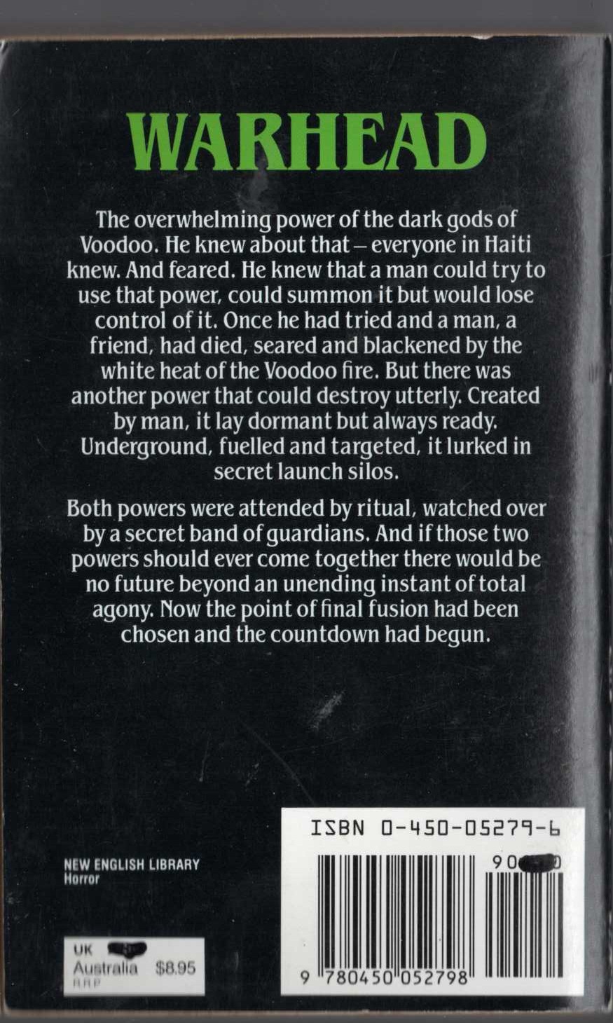 Guy N. Smith  WARHEAD magnified rear book cover image