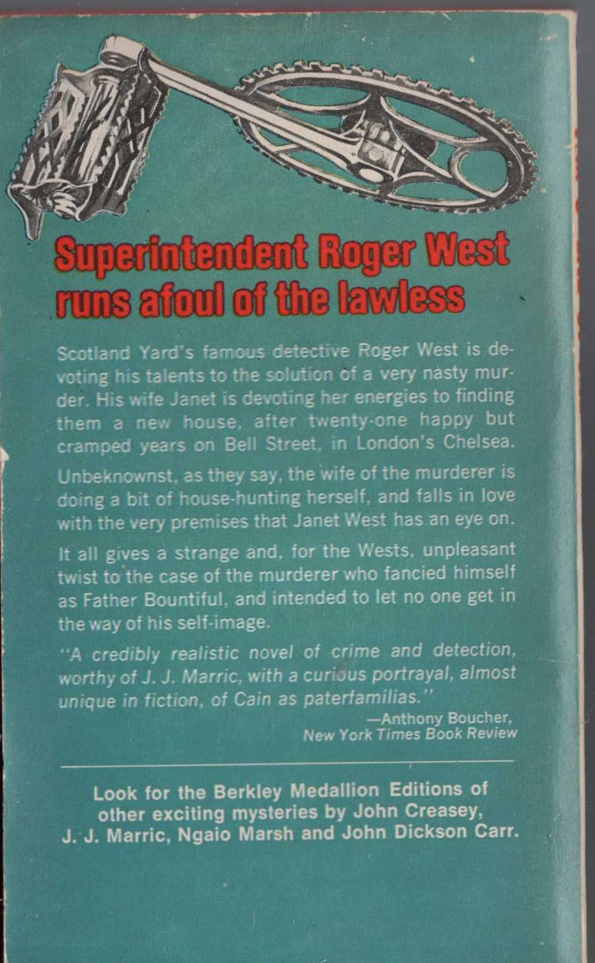 John Creasey  THE SCENE OF THE CRIME (Roger West) magnified rear book cover image