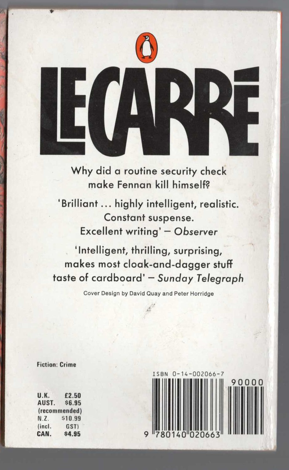John Le Carre  CALL FOR THE DEAD magnified rear book cover image