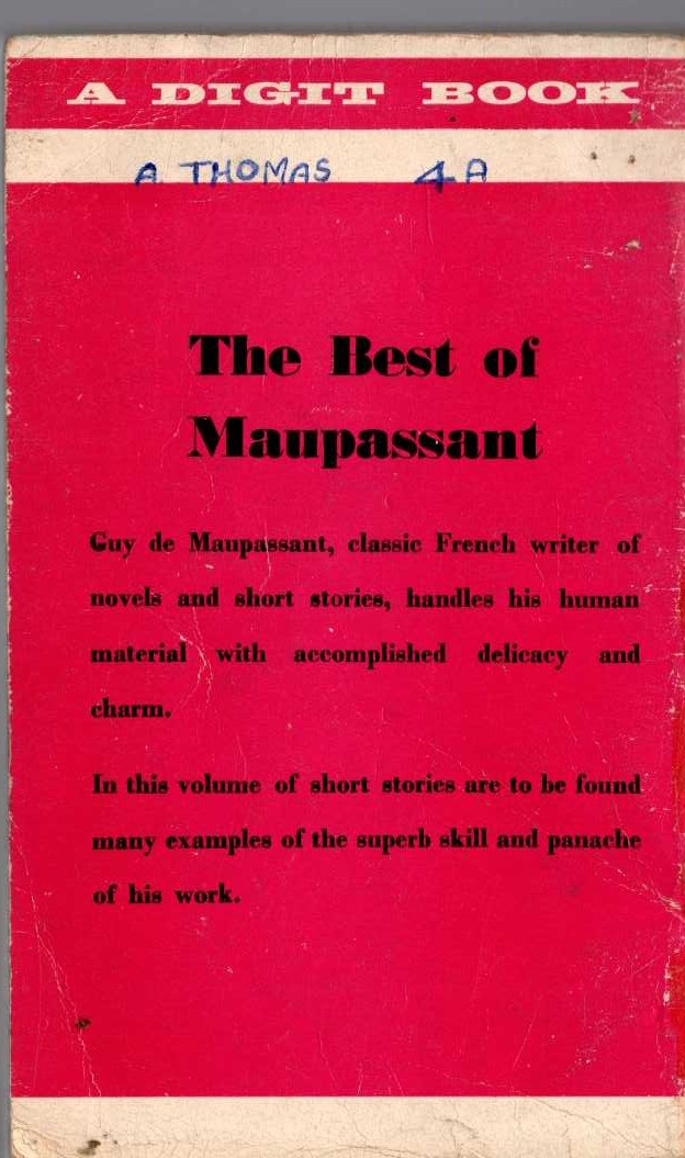 Guy de Maupassant  THE BEST OF MAUPASSANT magnified rear book cover image