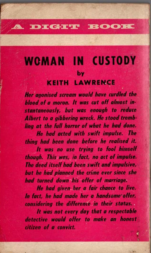 Keith Lawrence  WOMAN IN CUSTODY magnified rear book cover image