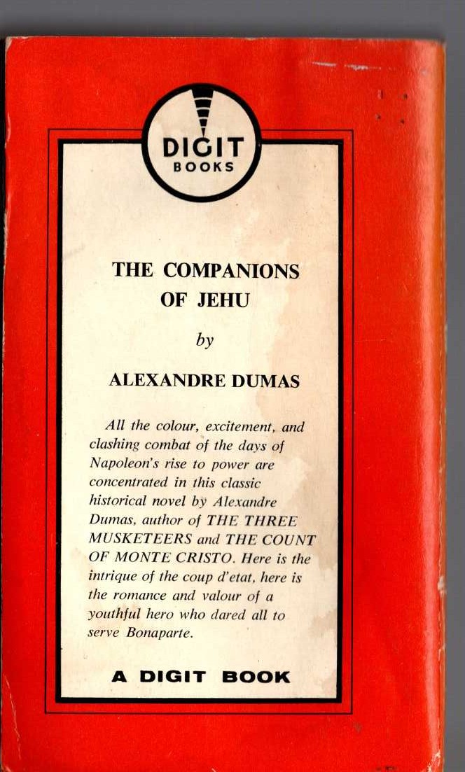 Alexandre Dumas  THE COMPANIONS OF JEHU magnified rear book cover image