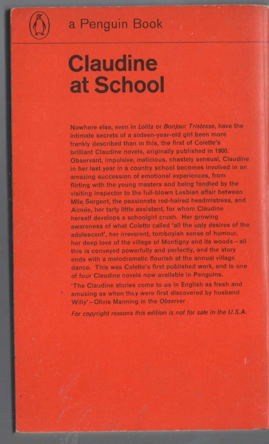 Colette   CLAUDINE AT SCHOOL magnified rear book cover image