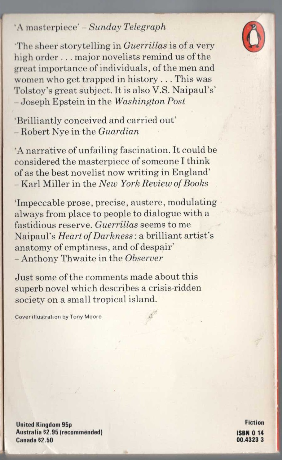 V.S. Naipaul  GUERRILLAS magnified rear book cover image