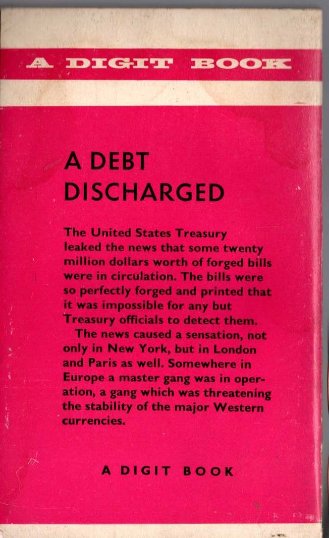 Edgar Wallace  A DEBT DISCHARGED magnified rear book cover image