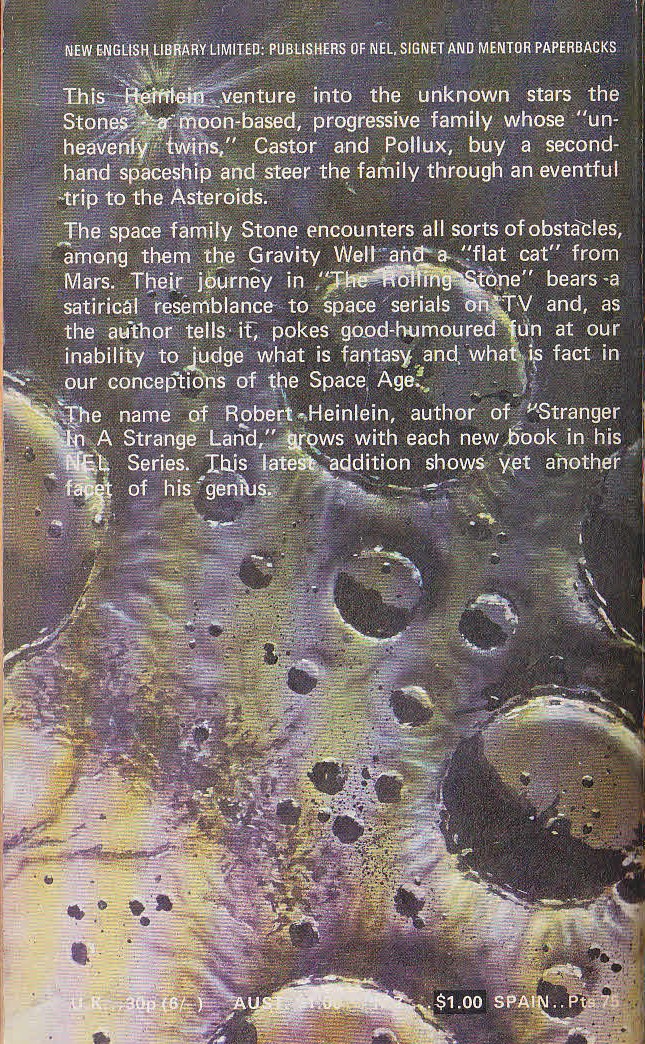 Robert A. Heinlein  SPACE FAMILY STONE magnified rear book cover image