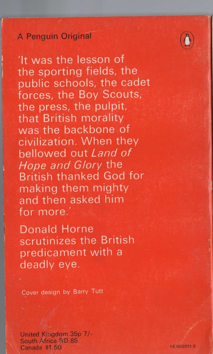 Donald Horne  GOD IS AN ENGLISHMAN magnified rear book cover image