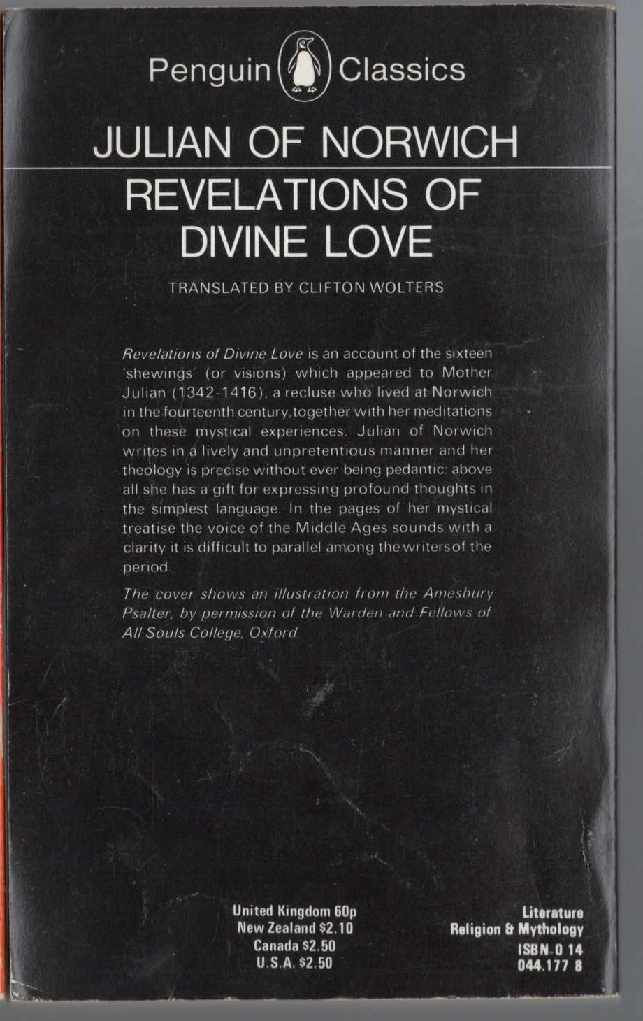 Julian of Norwich  REVELATIONS OF DIVINE LOVE magnified rear book cover image