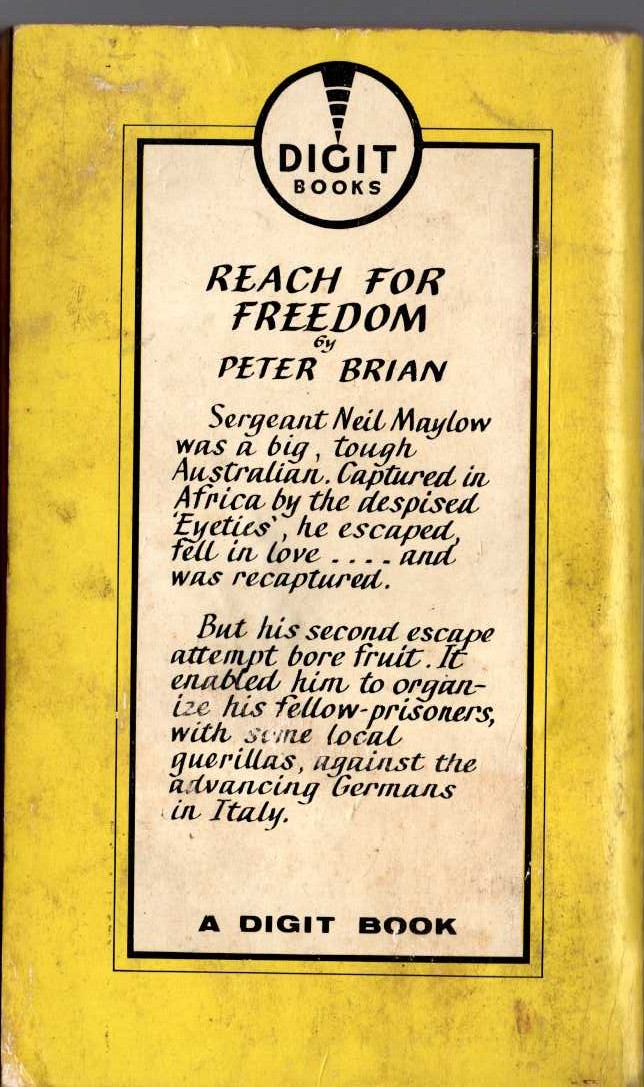 Peter Brian  REACH FOR FREEDOM magnified rear book cover image