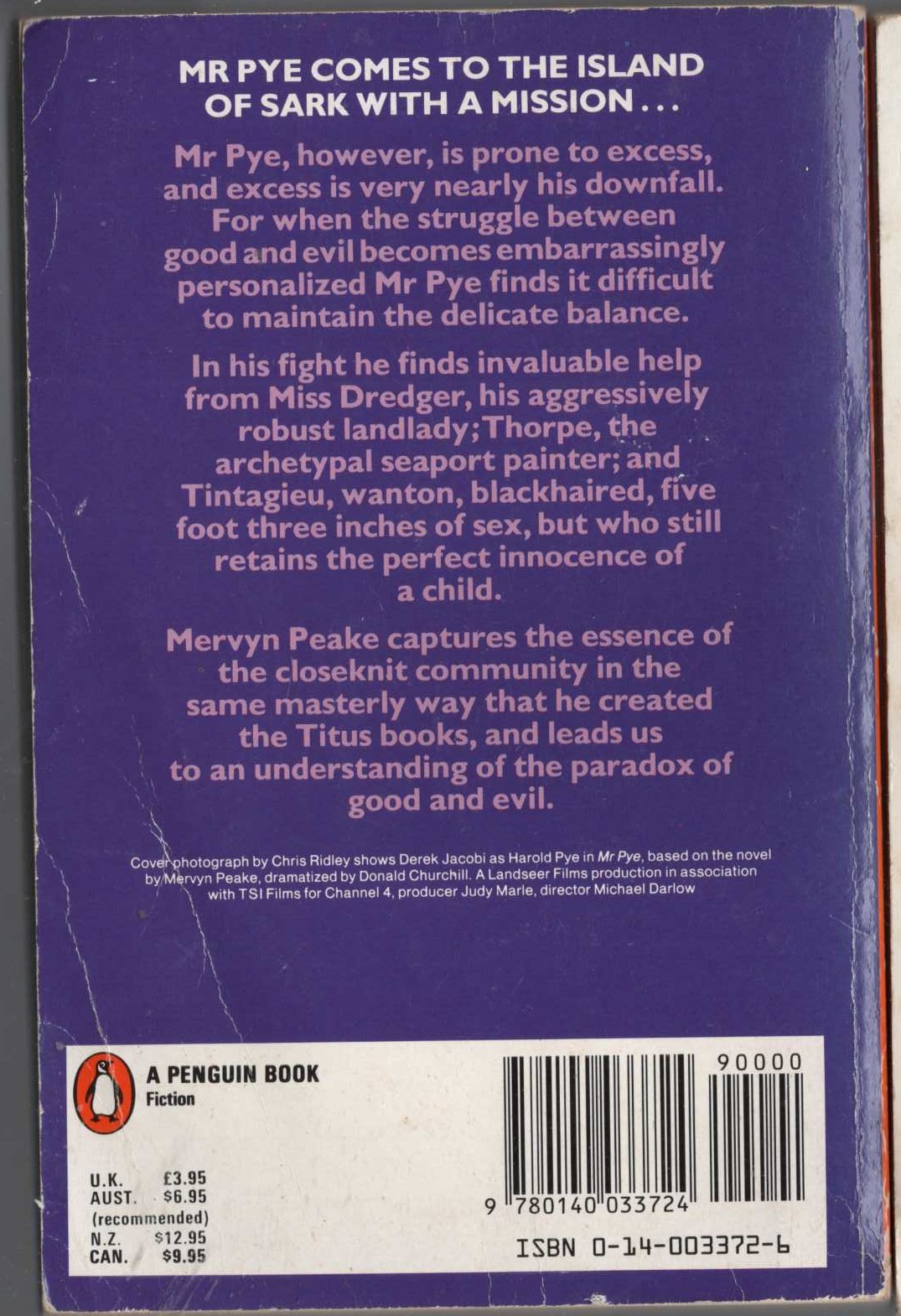 Mervyn Peake  MR PYE (TV tie-in) magnified rear book cover image